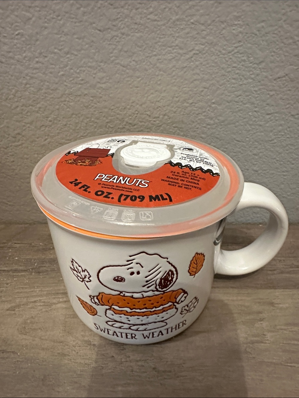 Peanuts "Sweater Weather" Ceramic Mug/Soup With Lid